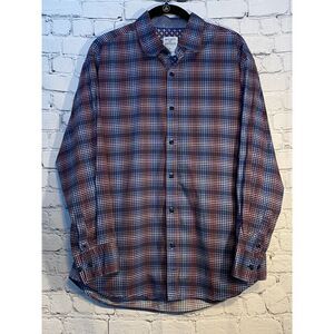 Society of Threads Comfort Stretch Slim Fit Long Sleeve Button Up Shirt Size L